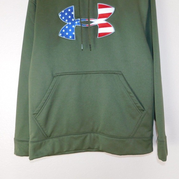 Under Armour Sweatshirt Adult S Hoodie Olive Green USA Protect This House Logo - Picture 6 of 7